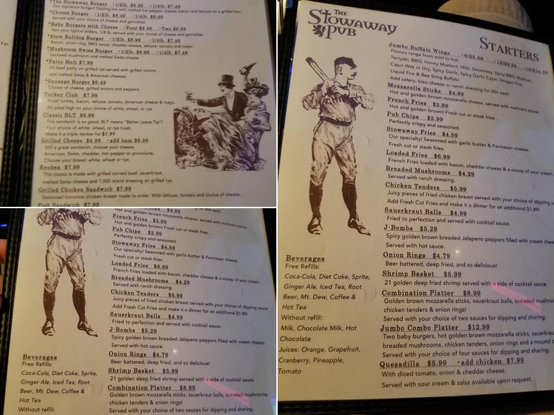 Stowaway Pub Menu