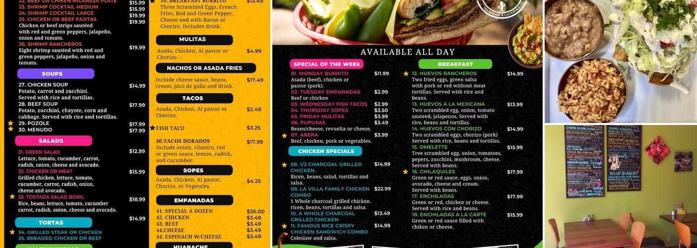 La Villa Cafe Menu