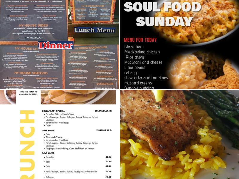 My House Restaurant and Bar Menu