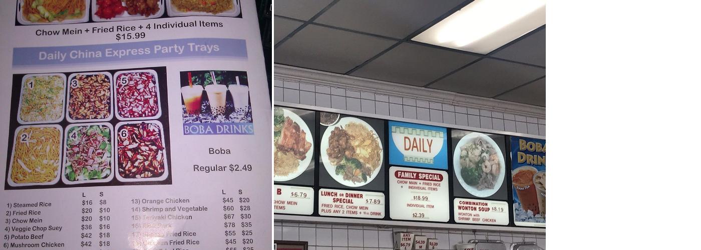 Daily China Express Menu