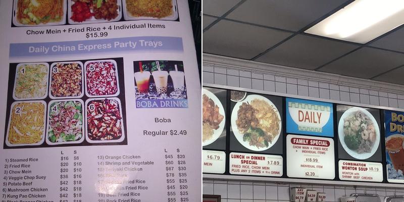 Daily China Express Menu