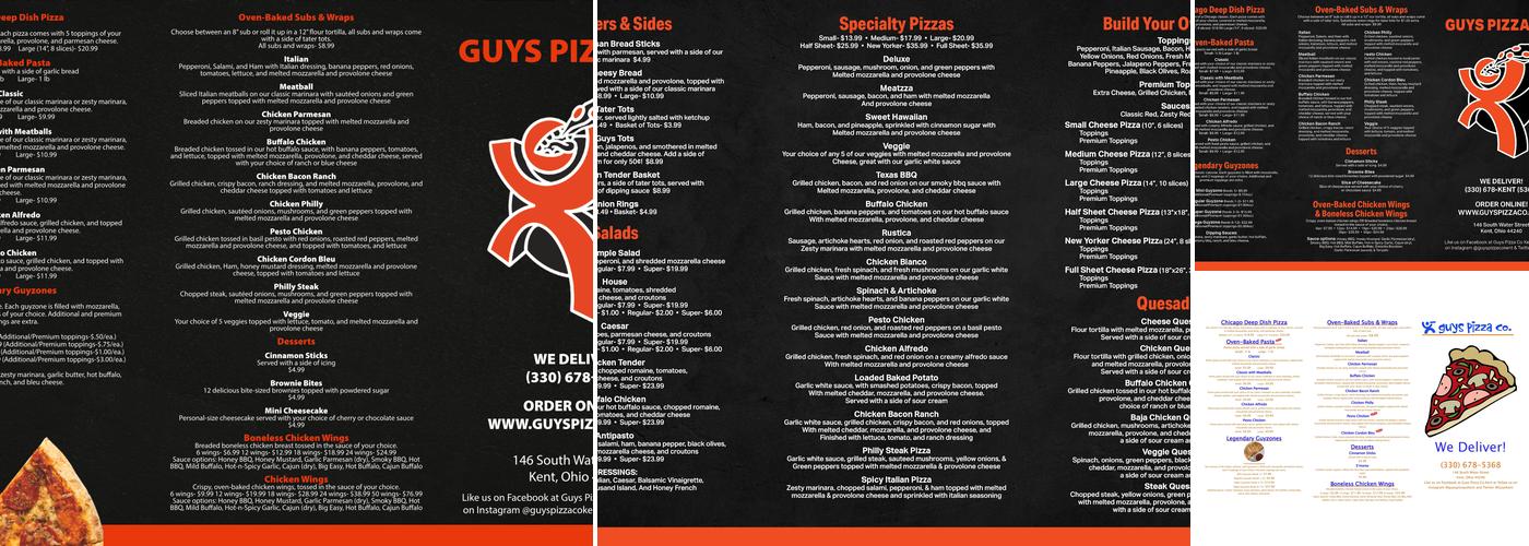 Guys Pizza Menu