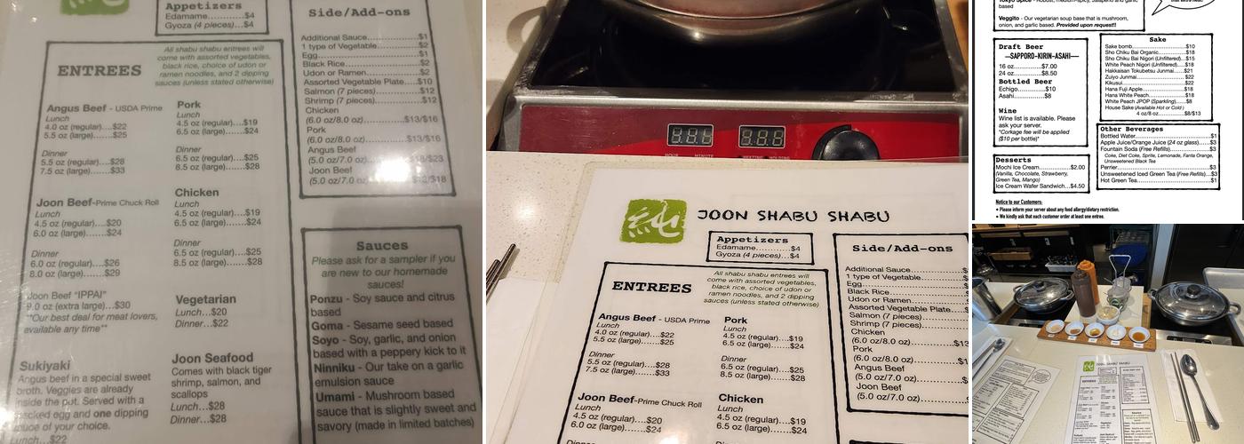 Joon Shabu Shabu Menu