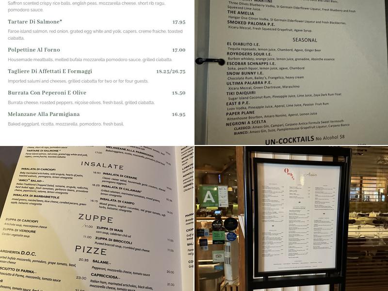 Trattoria Amici At The Americana At Brand Menu