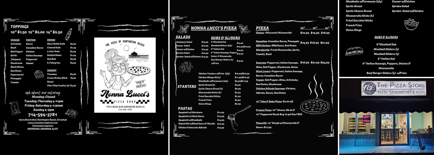 Nonna Lucci's Pizza Menu
