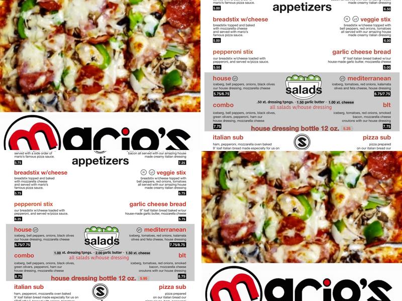 Mario's Pizza Menu