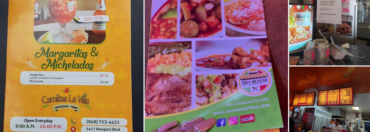 Carnitas La Villa Menu