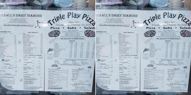 Triple Play Pizza Menu