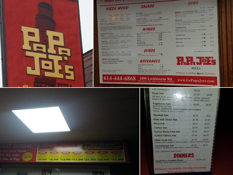 Papa Joe's Pizza Menu