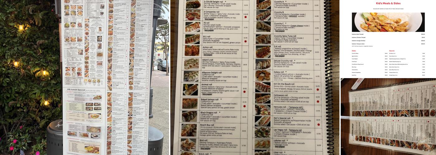 Sushi On Fire Menu