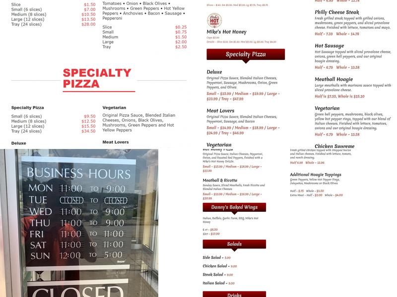 Danny’s Pizza and Hoagies Menu