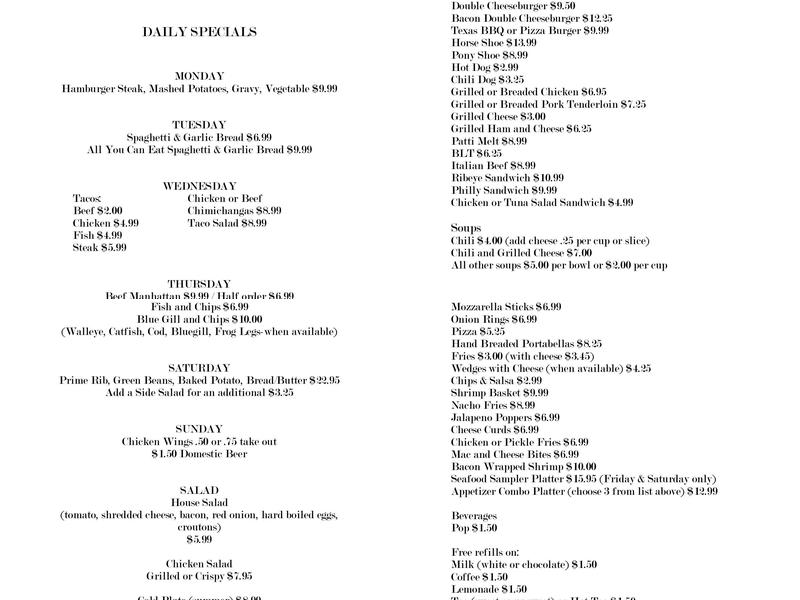 LOLAS Bar & Grill Menu