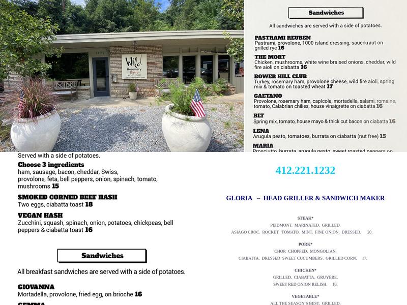 Wild Rosemary Bistro Menu