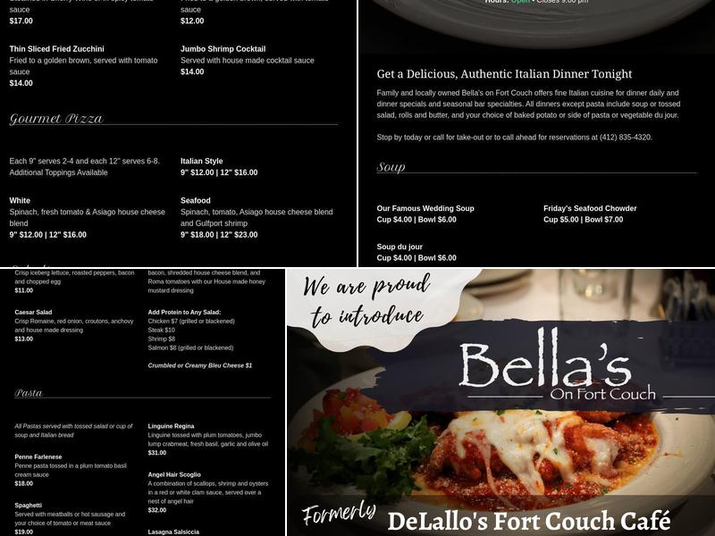 Bella's on Fort Couch Menu