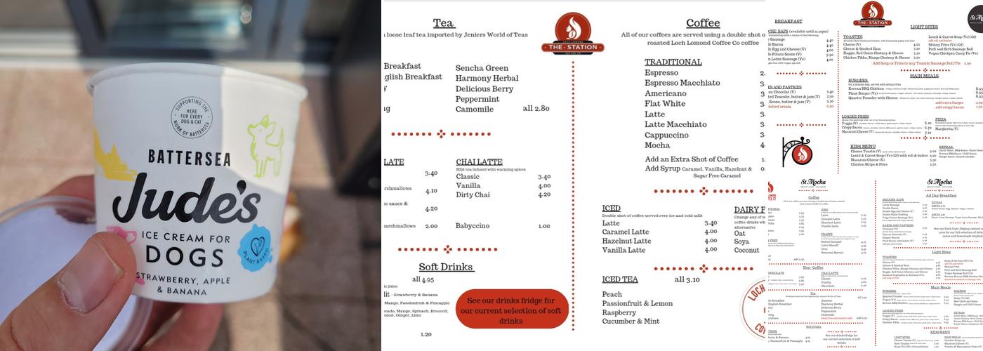 The Station Coffee Shop, Aberfoyle Menu