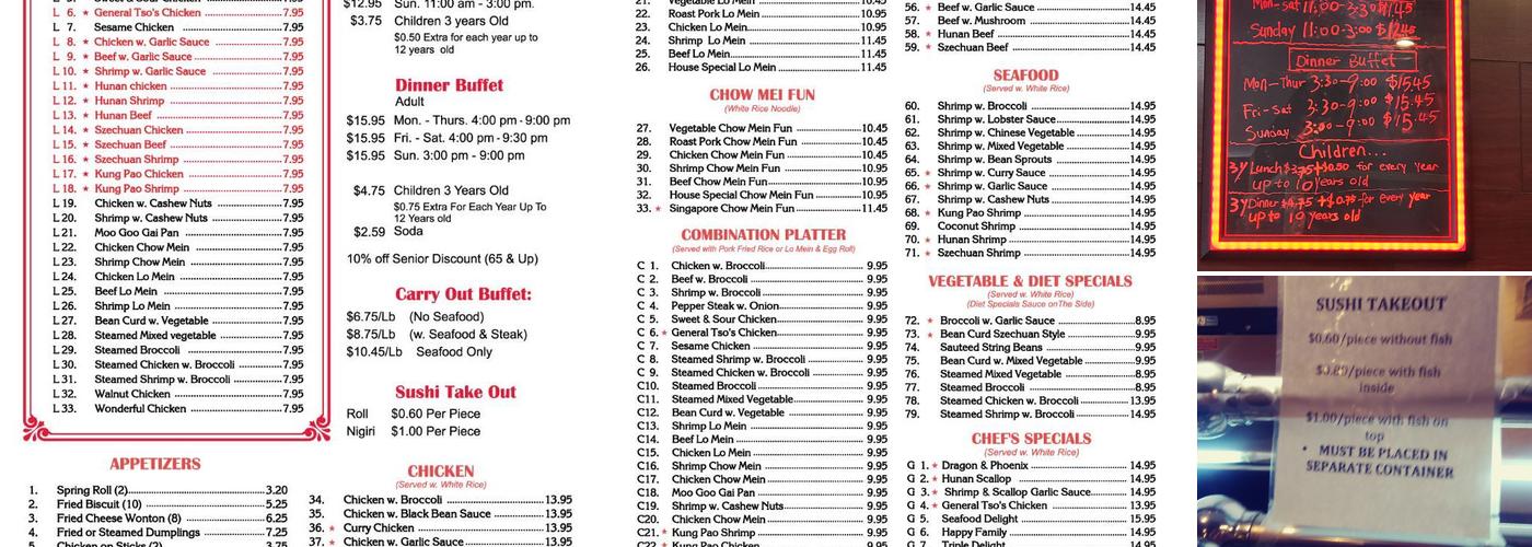Fortune Star Asian Buffet & Grill Menu