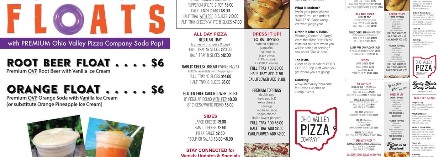 Ohio Valley Pizza Company Menu