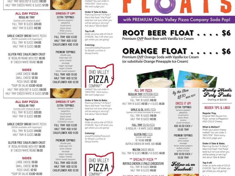 Ohio Valley Pizza Company Menu