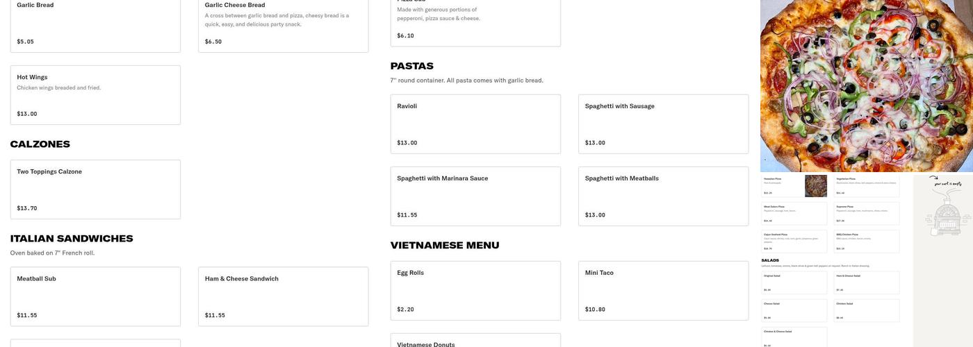 Harbor pizza & more Menu