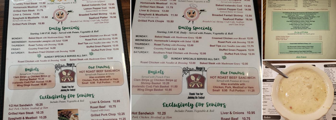 Hoge's Menu