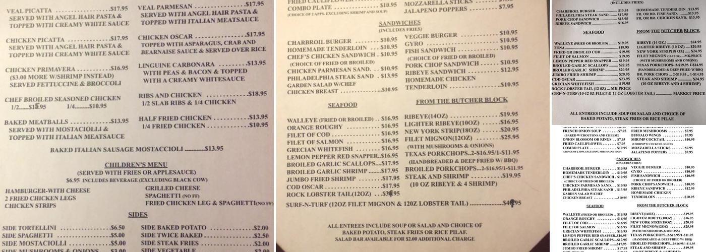 Mario's Maples Supper Club Menu