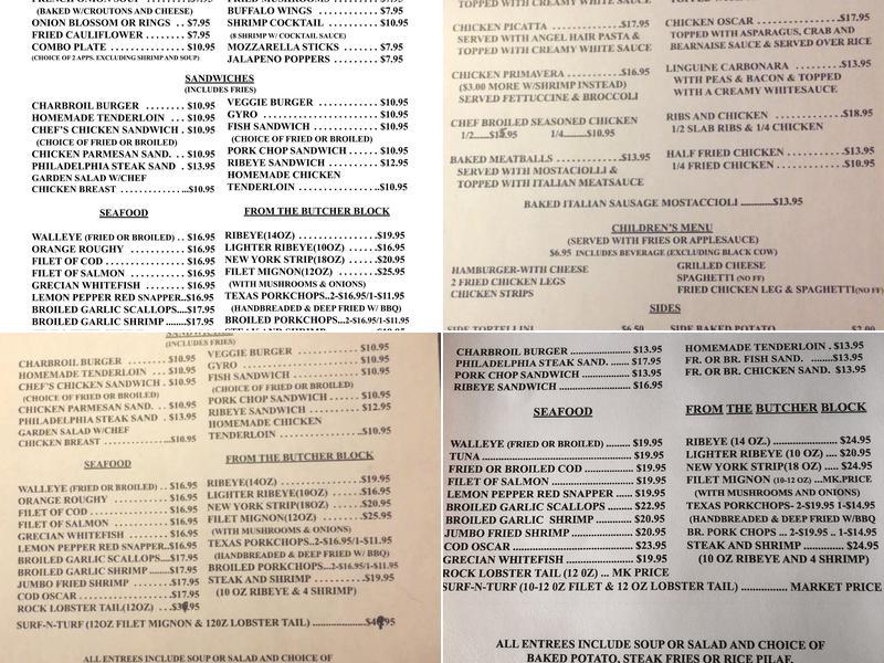 Mario's Maples Supper Club Menu