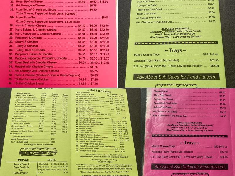 Sal Mari's Sub Shop Menu