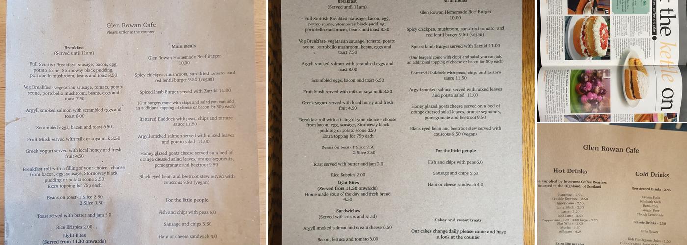 Glen Rowan Cafe Menu