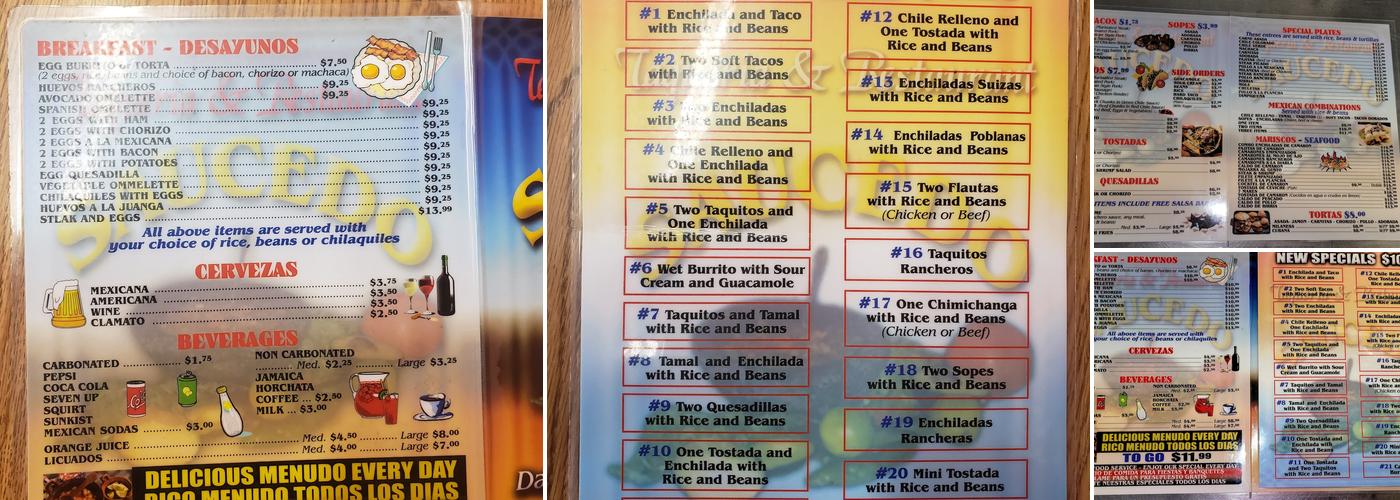 Taqueria Saucedo Menu