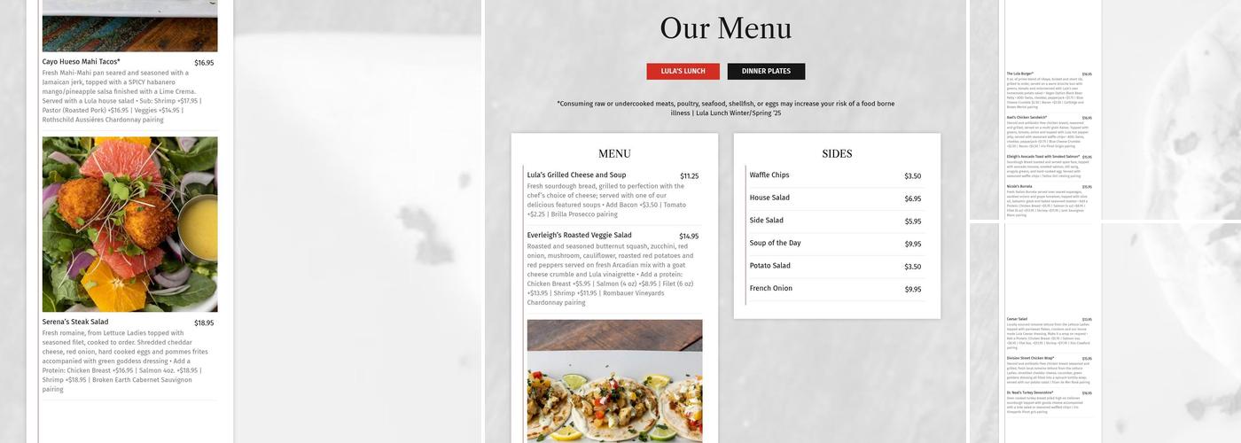 LULA Menu