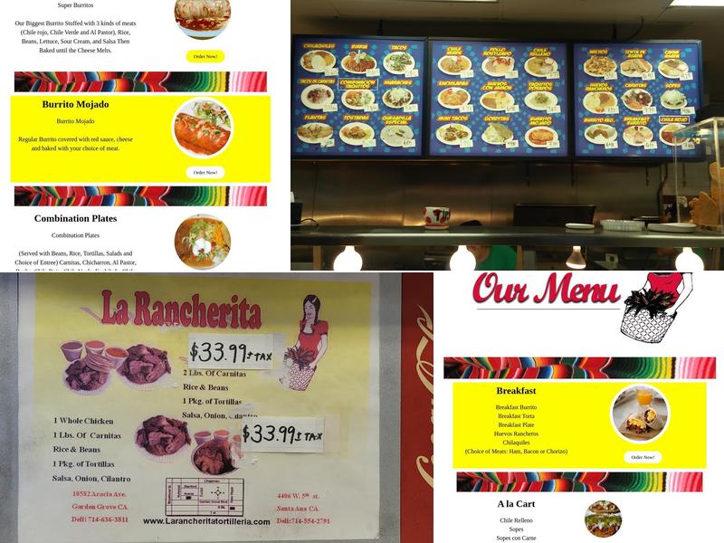La Rancherita Tortilleria Menu