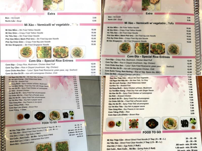 Hoa Sen Menu