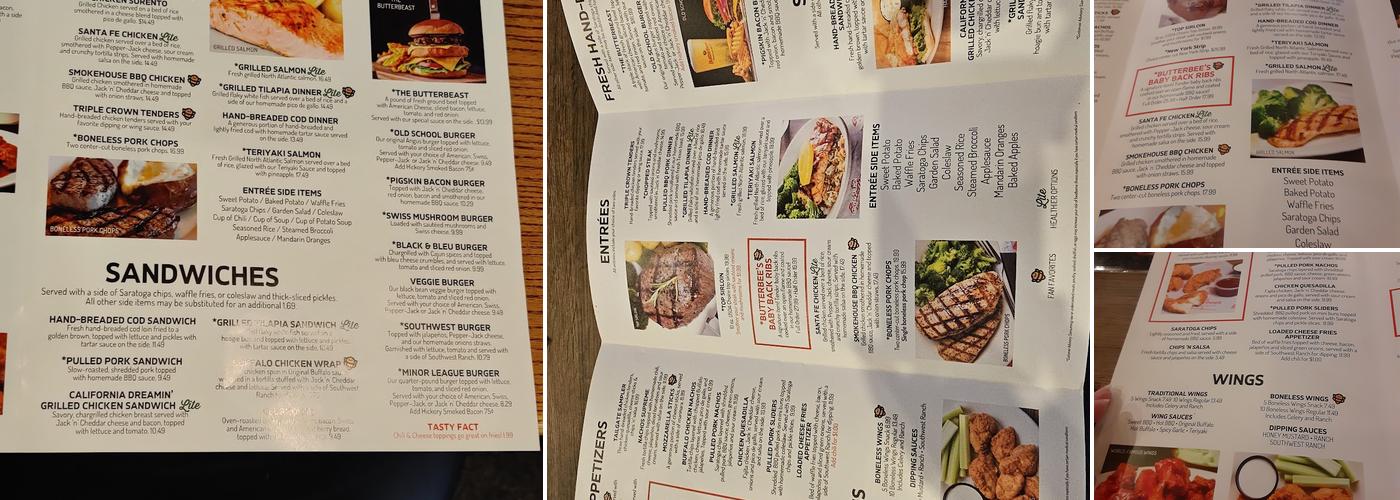 Butterbee's American Grille Menu