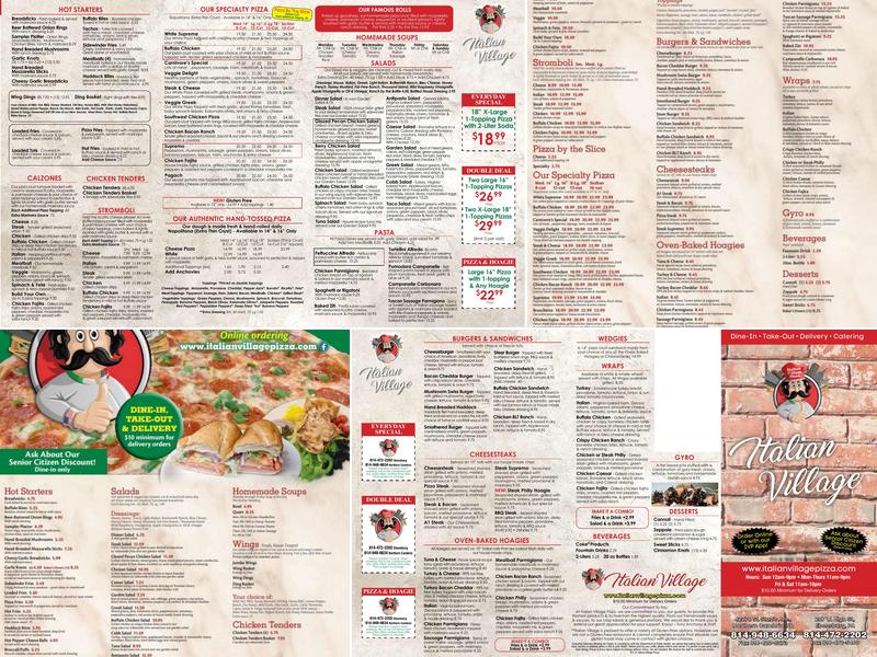 Italian Village Pizza Menu