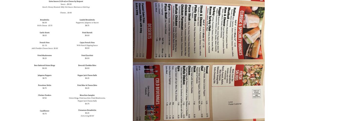 Gianni's Pizza Menu