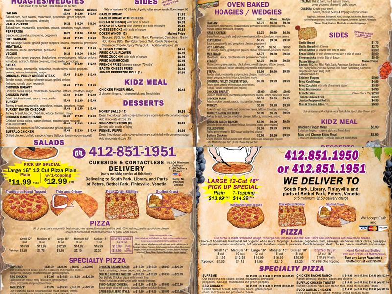Ya Ya's Pizza Menu