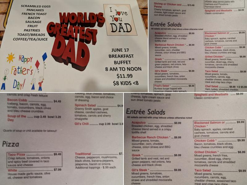 Gil's Cafe Menu