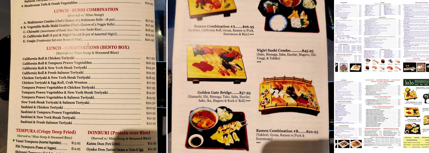 Jojo Restaurant & Sushi Bar Menu