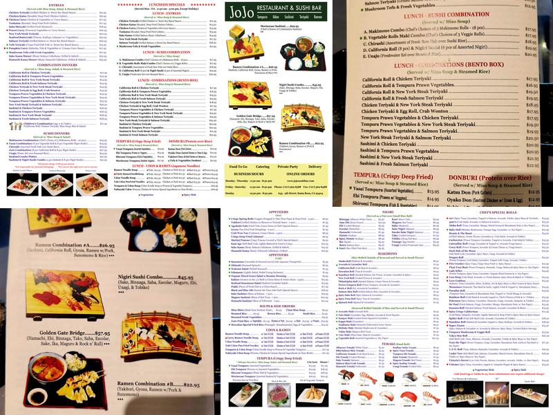 Jojo Restaurant & Sushi Bar Menu