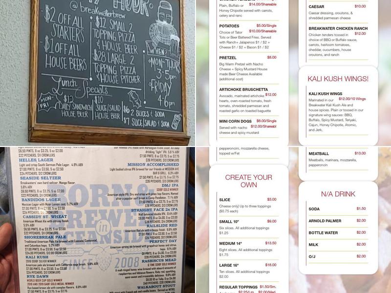Breakwater Brewing Co. Menu