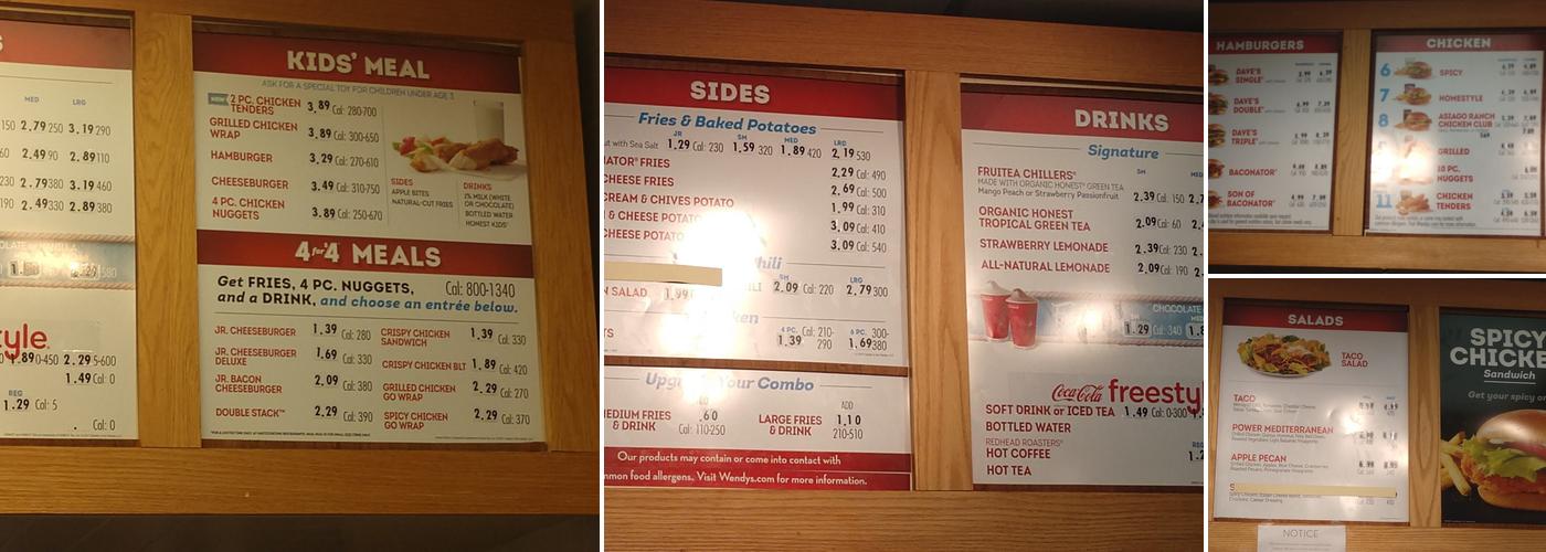 Wendy's Menu