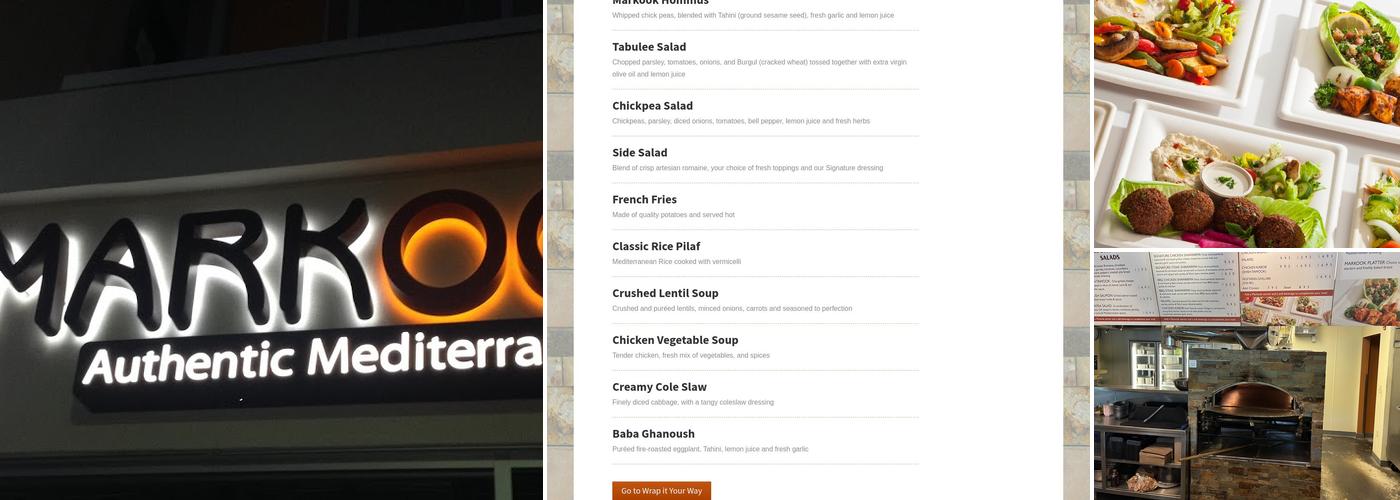 Markook Authentic Mediterranean Eats Menu