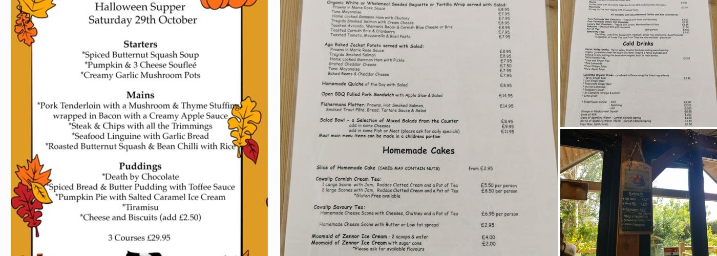 Cowslip Cafe Menu