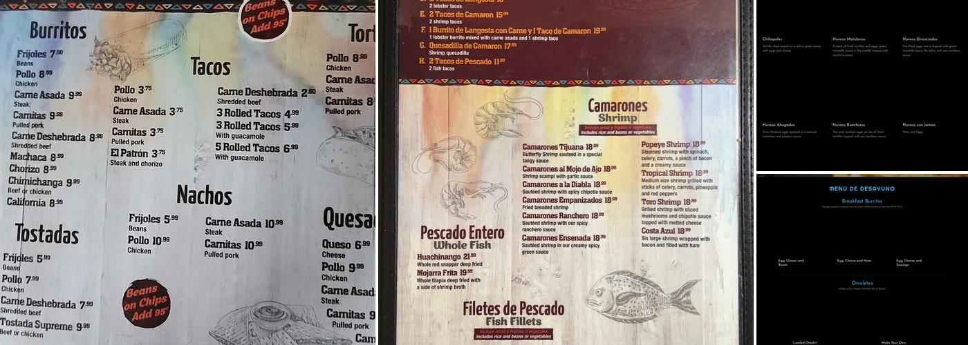 Mariscos Ensenada Menu