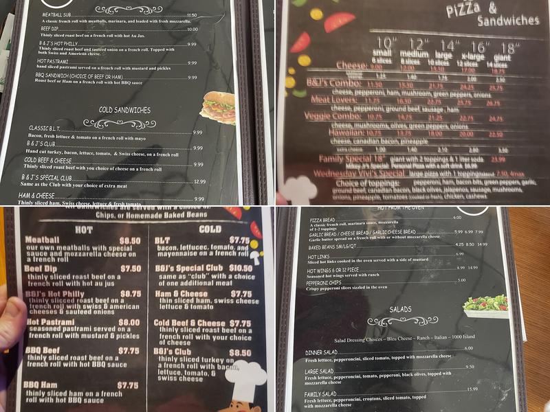 B & J's Pizza & Sandwiches Menu