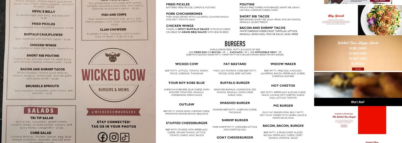 Wicked Cow Burgers and Brews - Upland Menu