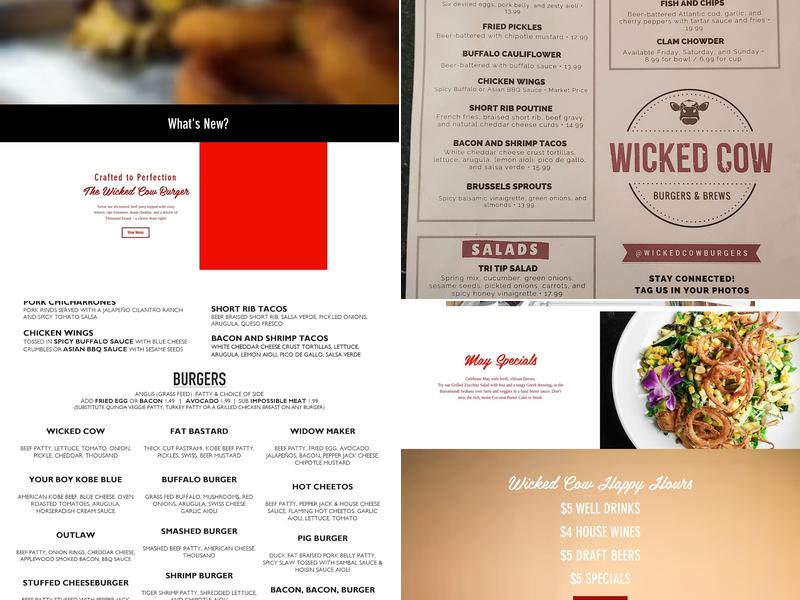 Wicked Cow Burgers and Brews - Upland Menu