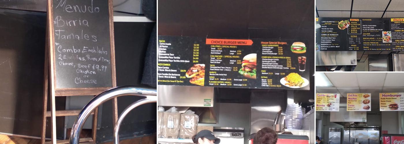 BURGERS & TACO TEX MEX FOOD Menu