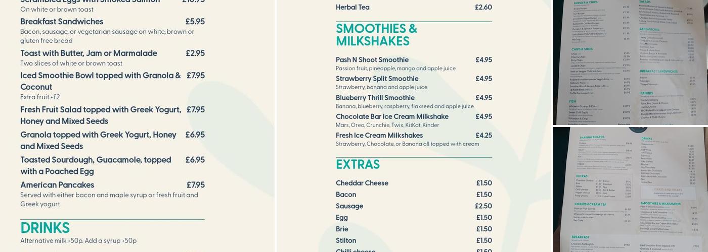 Crooklets Beach Cafe Menu