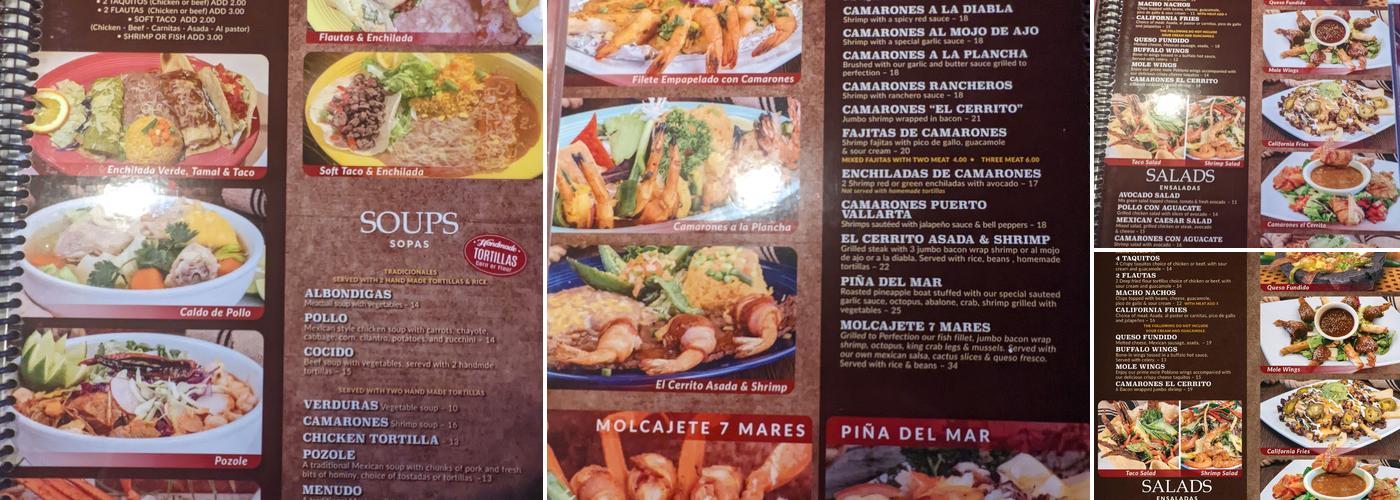 EL CERRITO MEXICAN GRILL AND BAR Menu